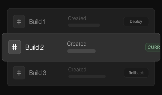 Build history interface with the current build highlighted